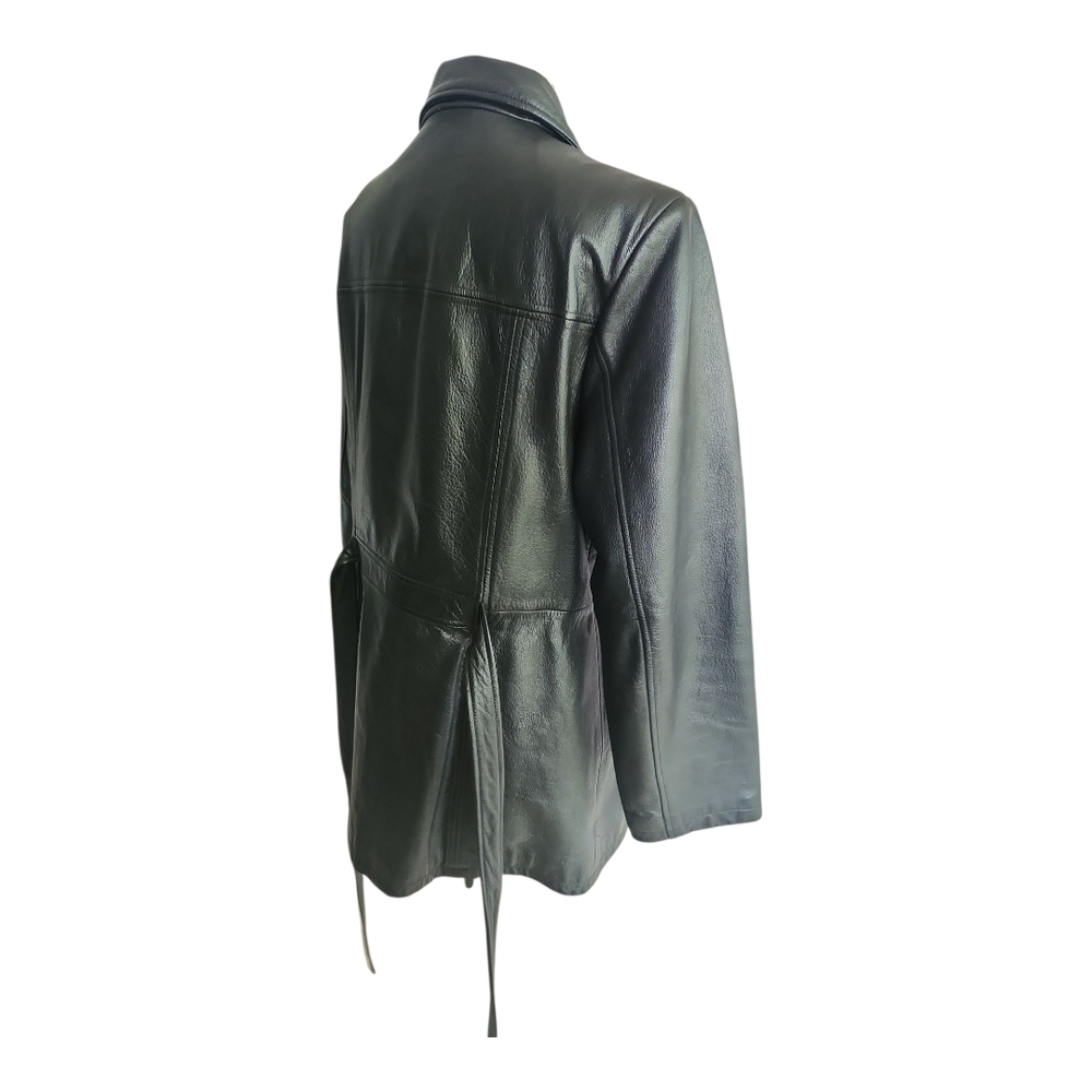 Modern Essentials Black Faux Leather Belted Jacket – Size Medium, Minimalist - Picture 6 of 10